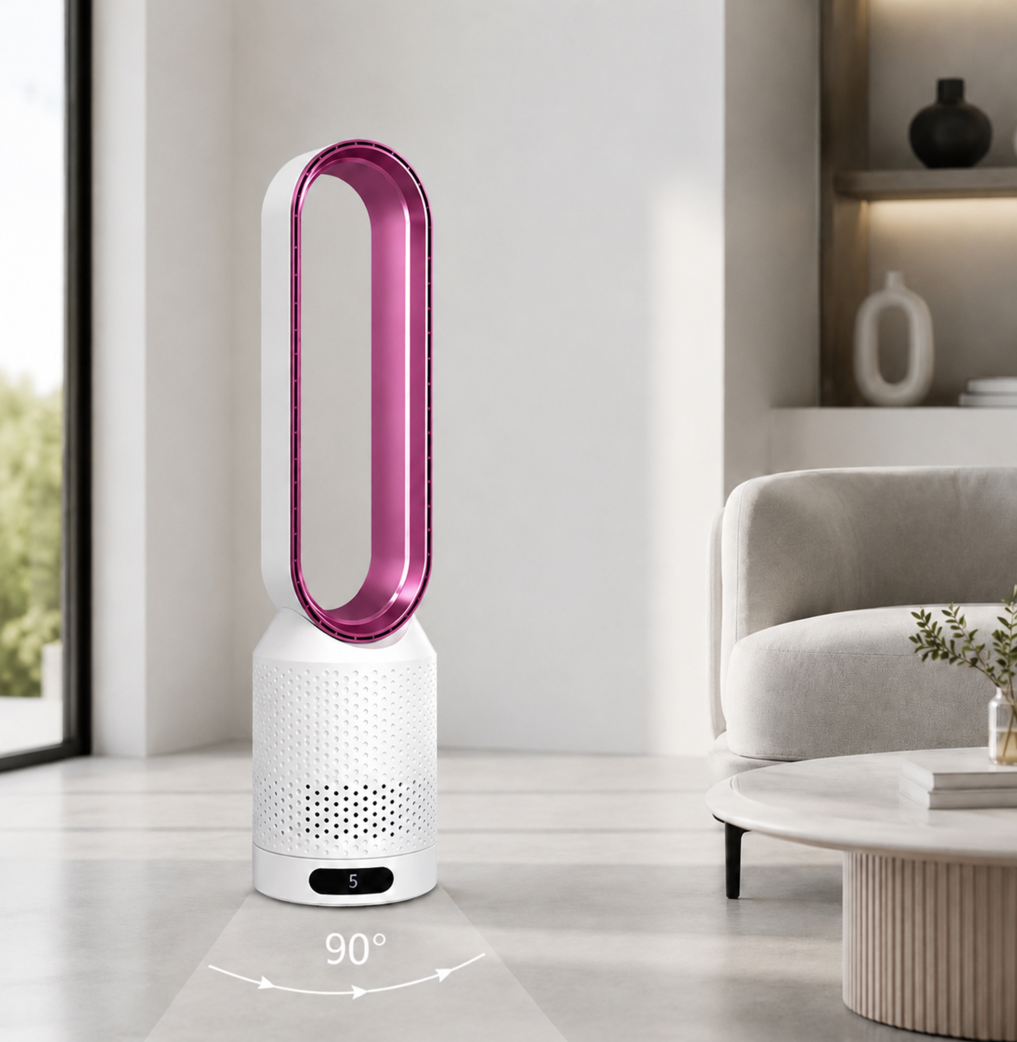 Purificateur d’Air Sans Pales ColdSunny™ Rose – Disponible en 4 coloris