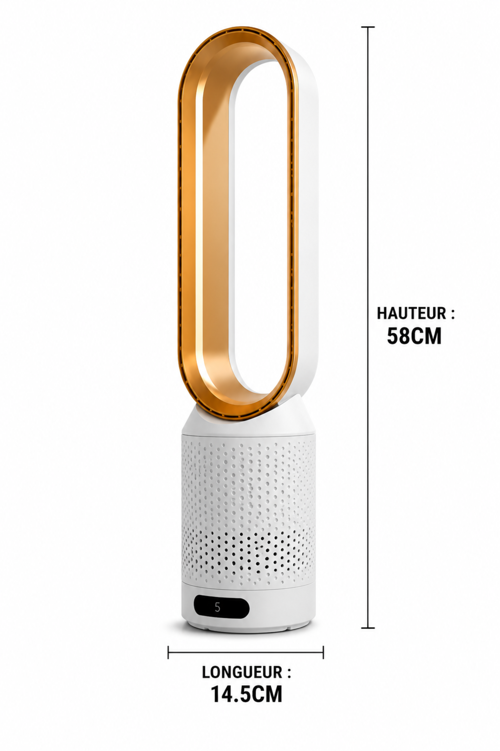 Purificateur d’Air Sans Pales ColdSunny™ Doré – Disponible en 4 coloris
