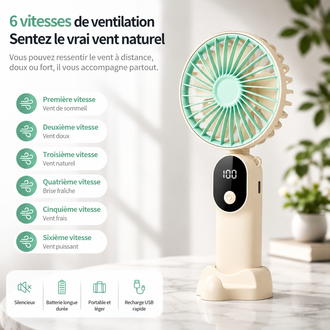 Ventilateur Portable Pliable ColdSunny™ – Vert