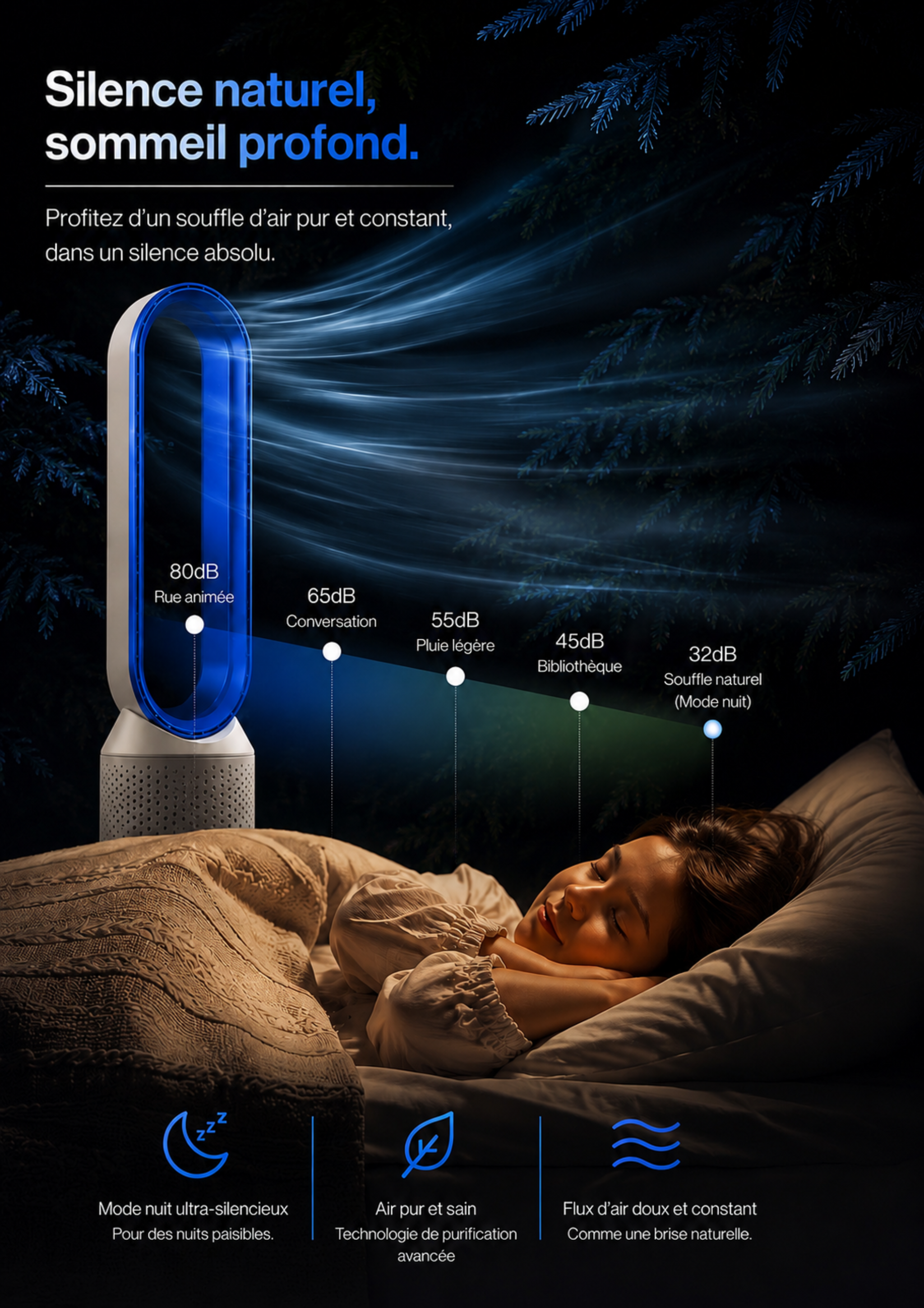 ColdSunny™ Bladeless Air Purifier Blue – Available in 4 colors