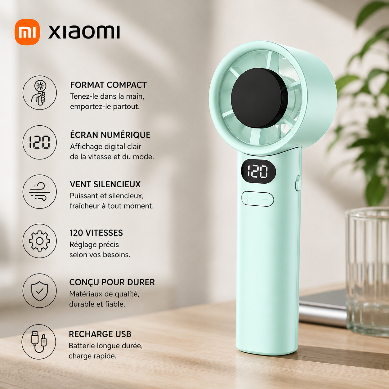 Ventilateur Portable Turbo ColdSunny™ – Vert