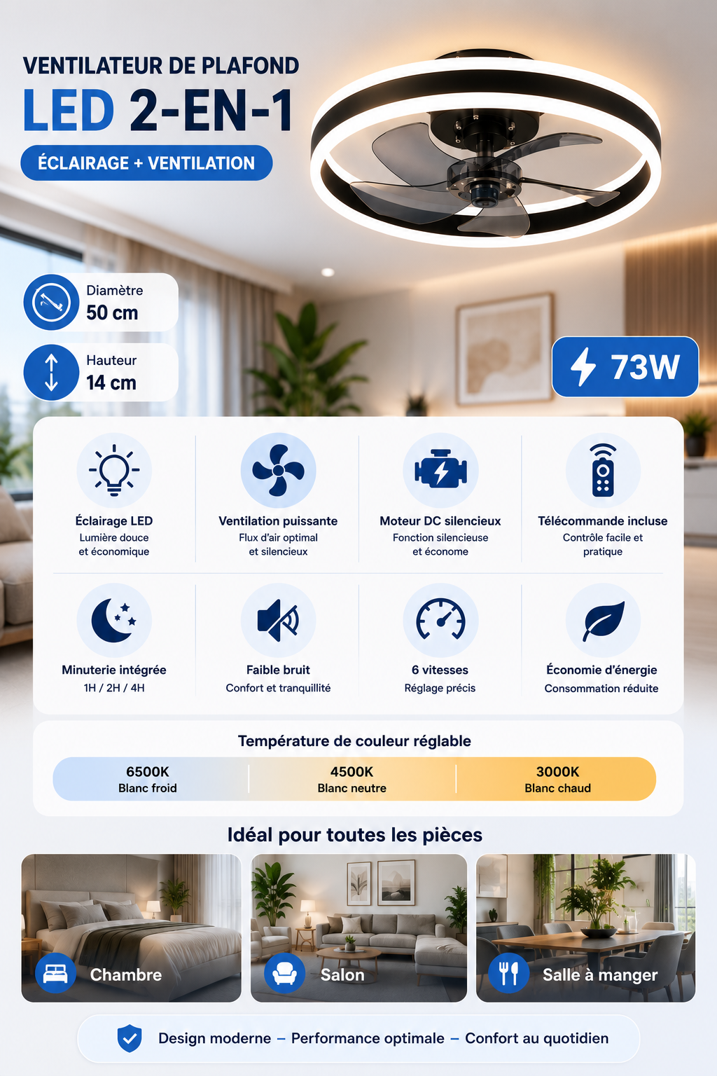 Simple LED Ceiling Light with Ceiling Fan Remote Control Acrylic Intelligence Living Room Light Kitchen Lighting Modern Fan