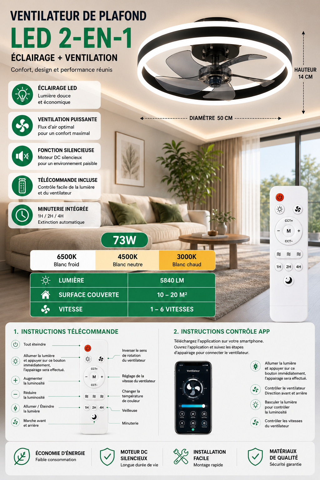 Simple LED Ceiling Light with Ceiling Fan Remote Control Acrylic Intelligence Living Room Light Kitchen Lighting Modern Fan