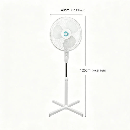 Oscillating Standing Fan with Adjustable Height, Low Consumption Silent Motor, Easy to Assemble Without Tools, Floor Fan for Home and Workspaces