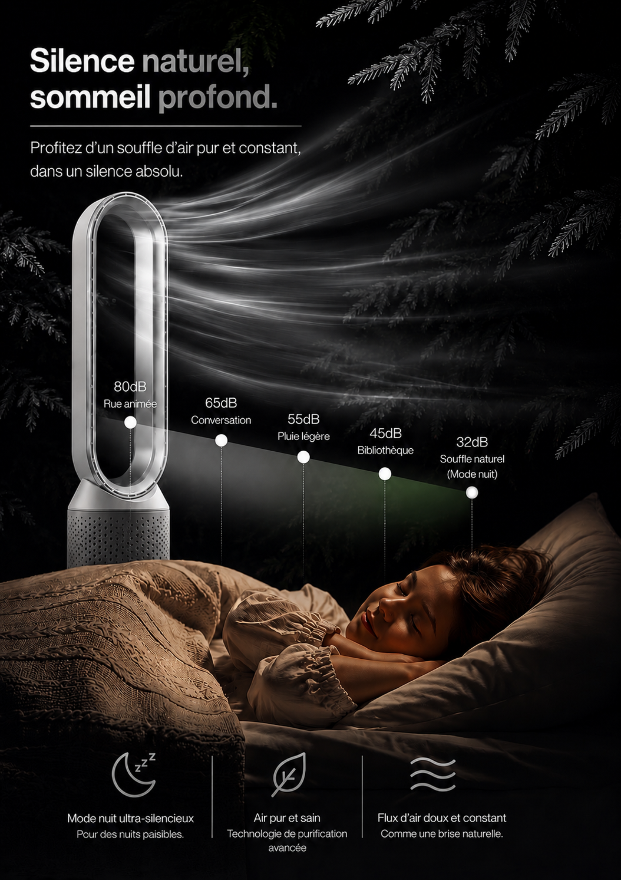 Purificateur d’Air Sans Pales ColdSunny™ Argenté  – Disponible en 4 coloris