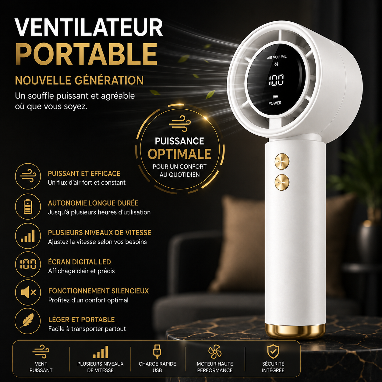 Ventilateur Portable ColdSunny™ – Blanc