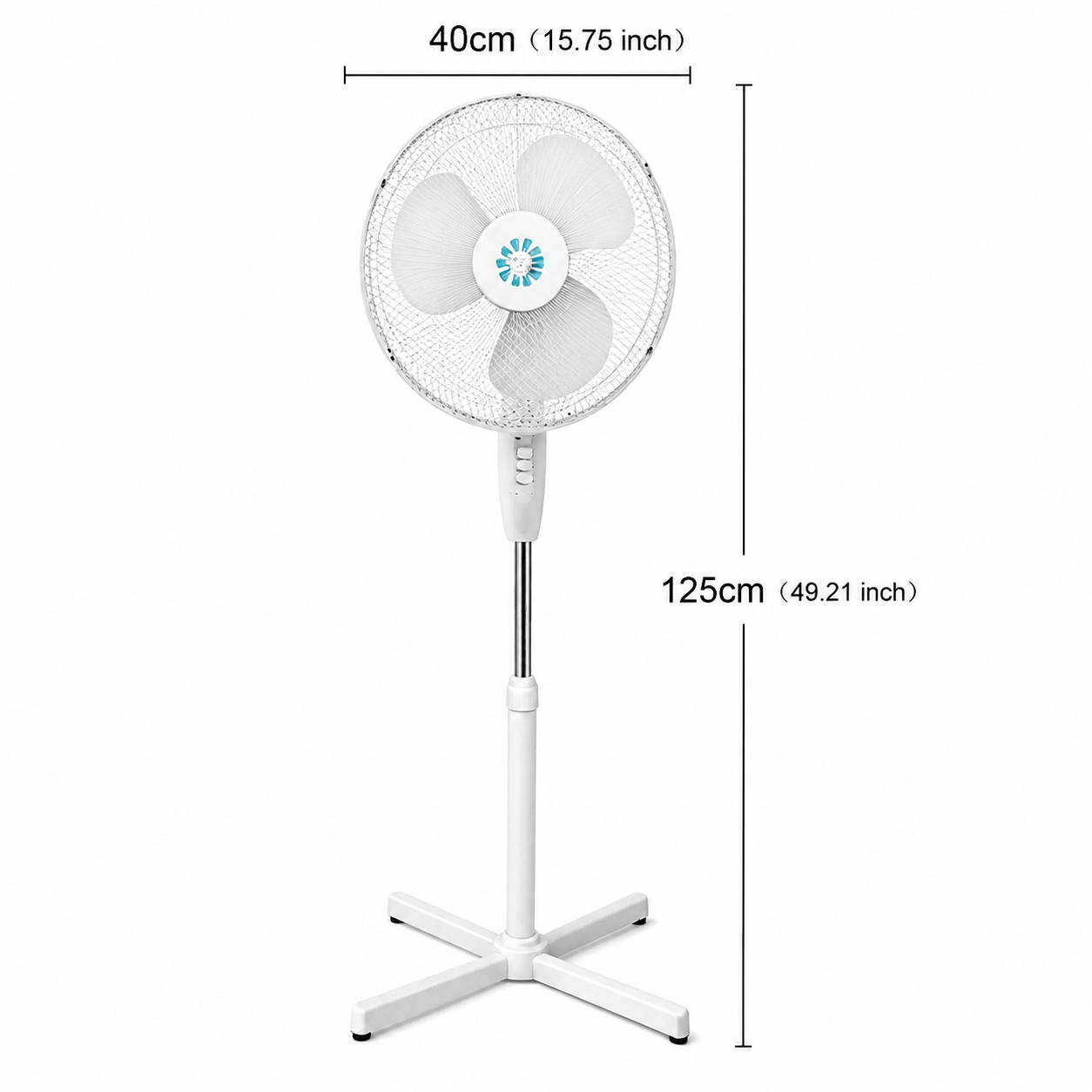 Oscillating Standing Fan with Adjustable Height, Low-Consumption Silent Motor, Tool-Free Assembly, Floor Fan for Home and Workspaces