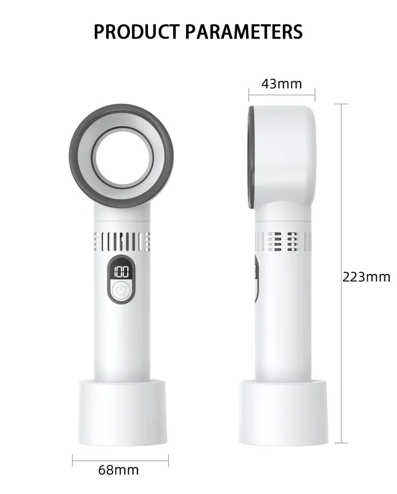 Lenovo New Outdoor Portable Handheld Fan with LED Display Mini Rechargeable 100-level Free Control High Speed Battery Fan New