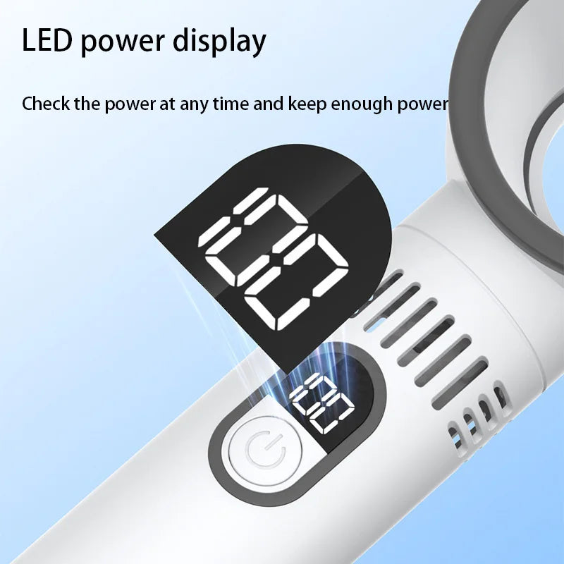 Lenovo New Outdoor Portable Handheld Fan with LED Display Mini Rechargeable 100-level Free Control High Speed Battery Fan New