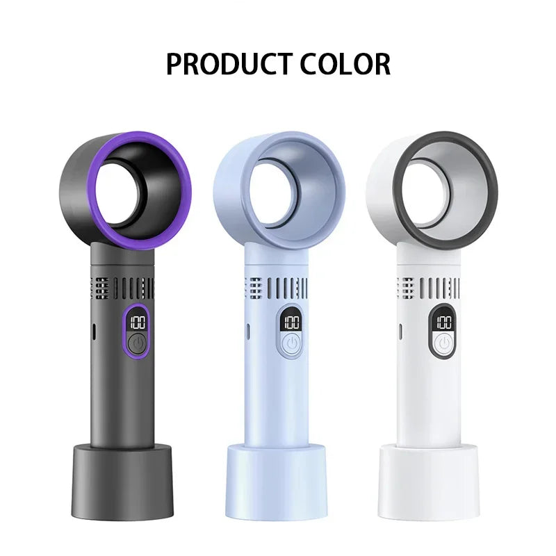 Lenovo New Outdoor Portable Handheld Fan with LED Display Mini Rechargeable 100-level Free Control High Speed Battery Fan New