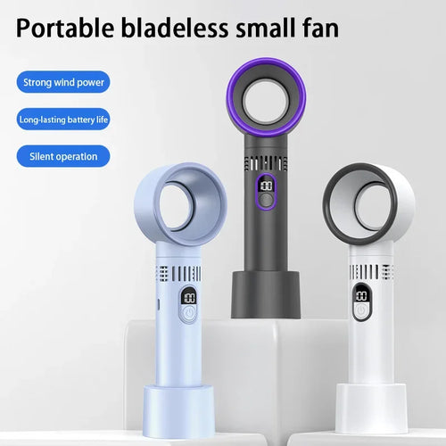 Lenovo New Outdoor Portable Handheld Fan with LED Display Mini Rechargeable 100-level Free Control High Speed Battery Fan New