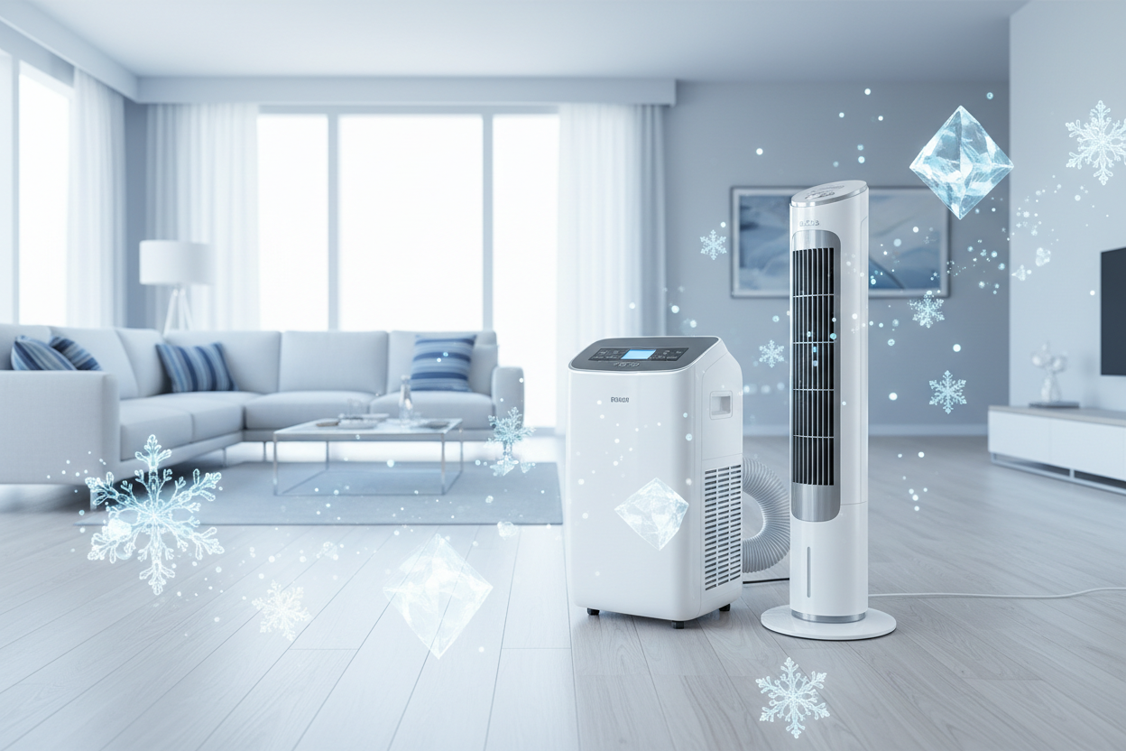 Bannière ventilateur clim et flocons